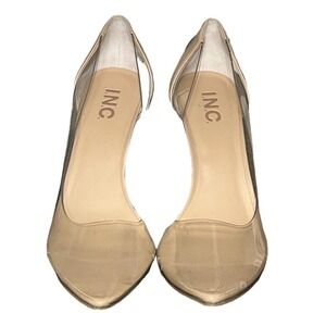 INC‎ Clear Pointed Toe Pumps Stiletto Heel Party Shoes Nude 9M